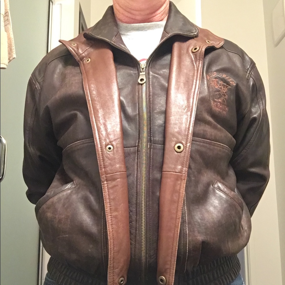 Q-gaz Q gaz brown leather jacket. Cool!  medium